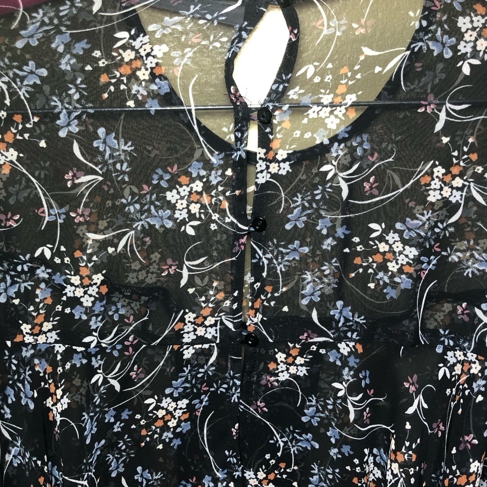 Zara floral bell sleeve flowy see through blouse boho cottagecore size M - Picture 7 of 8